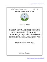 NGHIÊN cứu xác ĐỊNH dư LƯỢNG HOÁ CHẤT bảo vệ THỰC vật TRONG dược LIỆU và sản PHẨM từ dược LIỆU BẰNG sắc ký KHỐI PHỔ 