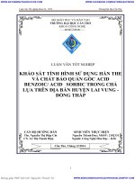 KHẢO sát TÌNH HÌNH sử DỤNG hàn THE và CHẤT bảo QUẢN gốc ACID BENZOIC ACID SORBIC TRONG CHẢ lụa TRÊN địa bàn HUYỆN LAI VUNG   ĐỒNG THÁP 