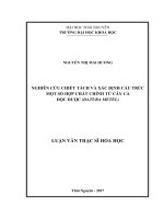 Nghiên cứu chiết tách, xác định cấu trúc một số hợp chất chính từ cây cà độc dược (Datura metel) (LV thạc sĩ)