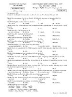 Đề thi HK 2 môn Hoá học lớp 12 năm 20162017  Đề 402 