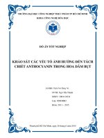 KHẢO sát các yếu tố ẢNH HƯỞNG ðến TÁCH CHIẾT ANTHOCYANIN TRONG HOA dâm bụt 