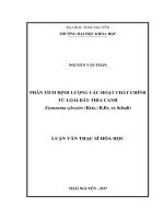 Phân tích định lượng các hoạt chất chính từ loài Dây thìa canh (Gymnema sylvestre (Retz.) R.Br. ex Schult) (LV thạc sĩ)