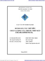 ĐÁNH GIÁ các CHỈ TIÊU CHẤT LƢỢNG của THUỐC NHỎ mắt CHLORAMPHENICOL 