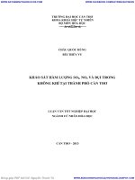 KHẢO sát hàm LƯỢNG SO2, NO2 và bụi TRONG KHÔNG KHÍ tại THÀNH PHỐ cần THƠ 