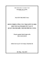 Hoàn thiện công tác trợ giúp xã hội đối với người khuyết tật ở quận thanh khê, thành phố đà nẵng (tt) 