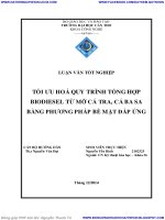 TỐI ưu HOÁ QUY TRÌNH TỔNG hợp BIODIESEL từ mỡ cá TRA, cá BA SA BẰNG PHƯƠNG PHÁP bề mặt đáp ỨNG 