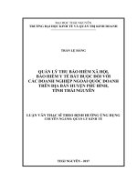 Quản lý thu bảo hiểm xã hội, bảo hiểm y tế bắt buộc đối với các doanh nghiệp ngoài quốc doanh trên địa bàn huyện Phú Bình, tỉnh Thái Nguyên (LV thạc sĩ)