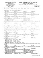 Đề thi HK 2 môn Hoá học lớp 12 năm 20162017  Đề 424 