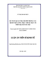 Kế toán quản trị chi phí trong các Bệnh viện công trực thuộc Bộ Y tế trên địa bàn Hà Nội.