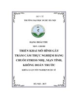 Triển khai mô hình gây trầm cảm thực nghiệm bằng chuỗi stress nhẹ, mạn tính, không đoán trước 