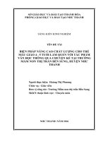 Biện pháp nâng cao chất lượng cho trẻ mẫu giáo 4 5 tuổi làm quen với tác phẩm văn học thông qua chuyện kể tại trường mầm non thị trấn bến sung  