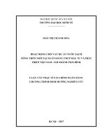 Hoạt động cho vay dự án nước sạch nông thôn mới tại ngân hàng thương mại cổ phần đầu tư và phát triển việt nam   chi nhánh thái bình 