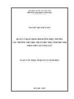 Quản lý hoạt động bồi dưỡng hiệu trưởng các trường tiểu học thị xã phú thọ, tỉnh phú thọ theo tiếp cận năng lực 