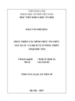 Phát triển các hình thức tổ chức sản xuất và dịch vụ ở nông thôn tỉnh phú yên tt