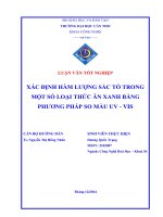 XÁC ĐỊNH hàm LƯỢNG sắc tố TRONG một số LOẠI THỨC ăn XANH BẰNG PHƯƠNG PHÁP SO màu UV   VIS 