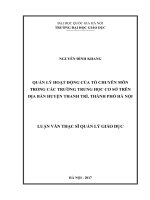 Quản lý hoạt động của tổ chuyên môn trong các trường trung học cơ sở trên địa bàn huyện thanh trì, thành phố hà nội 