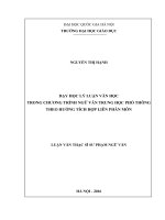 Dạy học lý luận văn học trong chương trình ngữ văn trung học phổ thông theo hướng tích hợp liên phân môn 