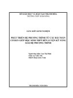 Phát triển hệ phương trình từ các bài toán cơ bản giúp HS THPT rèn luyện kỹ năng giải phương trình 