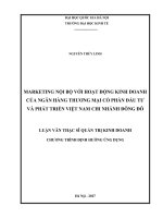 Marketing nội bộ đối với hoạt động kinh doanh của ngân hàng thương mại cổ phần đầu tư và phát triển việt nam chi nhánh đông đô 