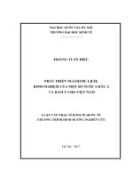 Phát triển ngành du lịch  kinh nghiệm của một số nước châu á và hàm ý cho việt nam 