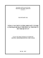 Nâng cao chất lượng đội ngũ cán bộ lãnh đạo do ban thường vụ thành ủy hà nội quản lý 