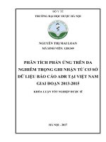 Phân tích phản ứng trên da nghiêm trọng ghi nhận từ cơ sở dữ liệu báo cáo ADR tại việt nam giai đoạn 2013   2015 