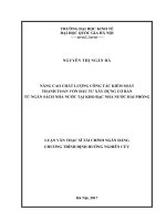 Nâng cao chất lượng công tác kiểm soát thanh toán vốn đầu tư xây dựng cơ bản từ ngân sách nhà nước tại kho bạc nhà nước hải phòng 