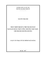 Phát triển dịch vụ thẻ thanh toán tại ngân hàng TMCP công thương việt nam   chi nhánh chương dương 