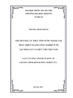 Thu hút đầu tư trực tiếp nước ngoài vào phát triển ngành công nghiệp ô tô tại thái lan và gợi ý cho việt nam 