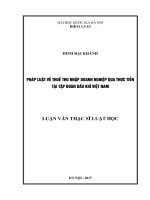 Pháp luật về thuế thu nhập doanh nghiệp qua thực tiễn tại tập đoàn dầu khí việt nam 