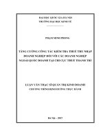 Tăng cường công tác kiểm tra thuế thu nhập doanh nghiệp đối với các doanh nghiệp ngoài quốc doanh tại chi cục thuế thanh trì 