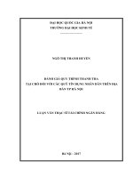 Đánh giá quy trình thanh tra tại chỗ đối với các quỹ tín dụng nhân dân trên địa bàn TP hà nội 