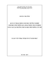 Quản lý hoạt động giáo dục hướng nghiệp cho học sinh thông qua hoạt động trải nghiệm sáng tạo tại trường THPT tây hồ 