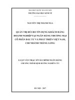 Quản trị rủi ro tín dụng khách hàng doanh nghiệp tại ngân hàng thương mại cổ phần đầu tư và phát triển việt nam, chi nhánh thăng long 