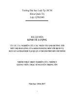 PHÂN TÍCH NHỮNG NHÂN TỐ ẢNH HƯỞNG TỚI MỨC ĐỘ HÀI LÒNG CỦA KHÁCH HÀNG Ở HỆ THỐNG SATRAFOOD