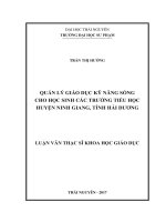 Quản lý giáo dục kỹ năng sống cho học sinh các trường tiểu học huyện ninh giang, tỉnh hải dương 