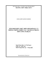 Tích hợp kiến thức biến đổi khí hậu và phòng chống thiên tai vào bài 42 trong môn công nghệ 10 