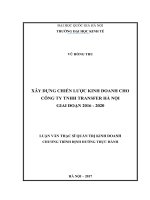 Xây dựng chiến lược kinh doanh cho công ty TNHH transfer hà nội giai đoạn 2016 – 2020 