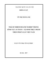 Trách nhiệm doanh nghiệp trong lĩnh vực an toàn – vệ sinh thực phẩm theo pháp luật việt nam 