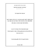 Phát triển năng lực vận dụng kiến thức thông qua dạy học bài tập thực tiễn chương nitơ  photpho hóa học 11 trung học phổ thông 