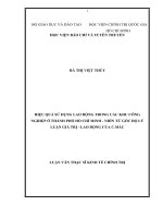 HIỆU QUẢ SỬ DỤNG LAO ĐỘNG TRONG CÁC KHU CÔNG NGHIỆP Ở THÀNH PHỐ HỒ CHÍ MINH - NHÌN TỪ GÓC ĐỘ LÝ LUẬN GIÁ TRỊ - LAO ĐỘNG CỦA C.MÁC