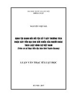 Định tội danh đối với tội cố ý gây thương tích hoặc gây tổn hại cho sức khỏe của người khác theo luật hình sự việt nam (trên cơ sở thực tiễn địa bàn tỉnh tuyên quang 