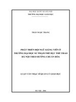 Phát triển đội ngũ giảng viên trường đại học sư phạm thể dục thể thao hà nội theo hướng chuẩn hóa 