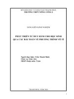 Phát triển tư duy hàm cho học sinh qua các bài toán về phương trình vô tỉ 
