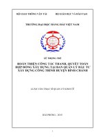 Hoàn thiện công tác thanh, quyết toán hợp đồng xây dựng tại ban quản lý đầu tư xây dựng công trình huyện bình chánh 