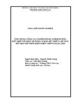 Ứng dụng công cụ conditional formatting kết hợp với một số hàm cơ bản để thiết lập file hỗ trợ xếp thời khóa biểu trên excel 2010 