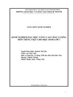 Một số kinh nghiệm dạy học nâng cao chất lượng môn tiếng việt cho học sinh lớp 1 