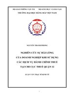 Nghiên cứu sự hài lòng của doanh nghiệp khi sử dụng các dịch vụ hành chính thuế tại chi cục thuế quận 12 