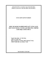Một số kinh nghiệm rèn kỹ năng giải toán bằng cách lập phương trình cho học sinh THCS 