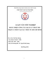 Hoàn thiện công tác quản lý thuế thu nhập cá nhân tại cục thuế TP  hồ chí minh 